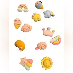 12 pcs 3D Resin Shoe Charms Set; Stars ⭐️ Moon Designs for Crocs, Sandals, Bags